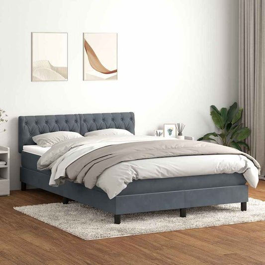 Boxspring met matras en LED fluweel donkergrijs 140x210 cm is nu te koop bij PeponiXL, paradijselijk wonen!