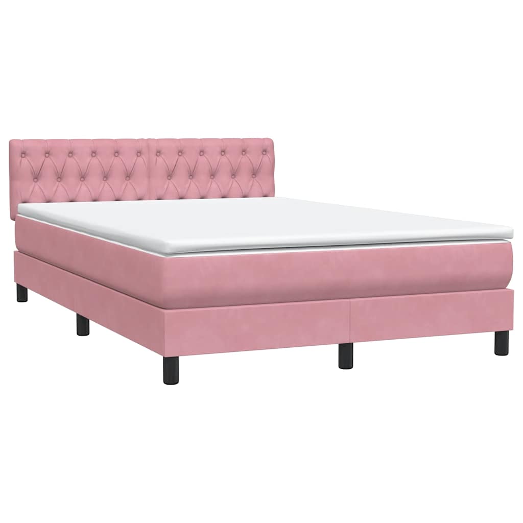 Boxspring met matras en LED fluweel roze 140x210 cm is nu te koop bij PeponiXL, paradijselijk wonen!