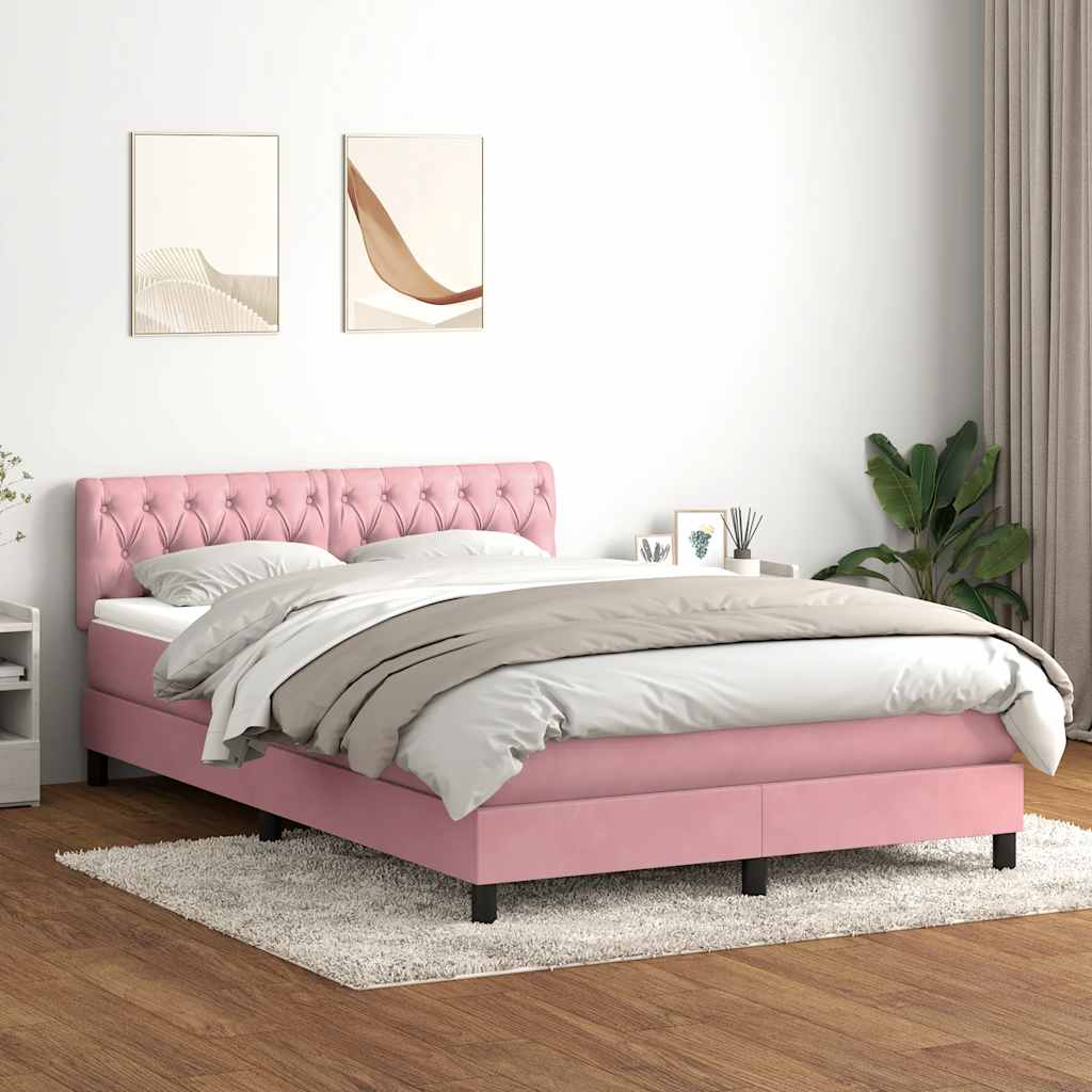 Boxspring met matras en LED fluweel roze 140x210 cm is nu te koop bij PeponiXL, paradijselijk wonen!