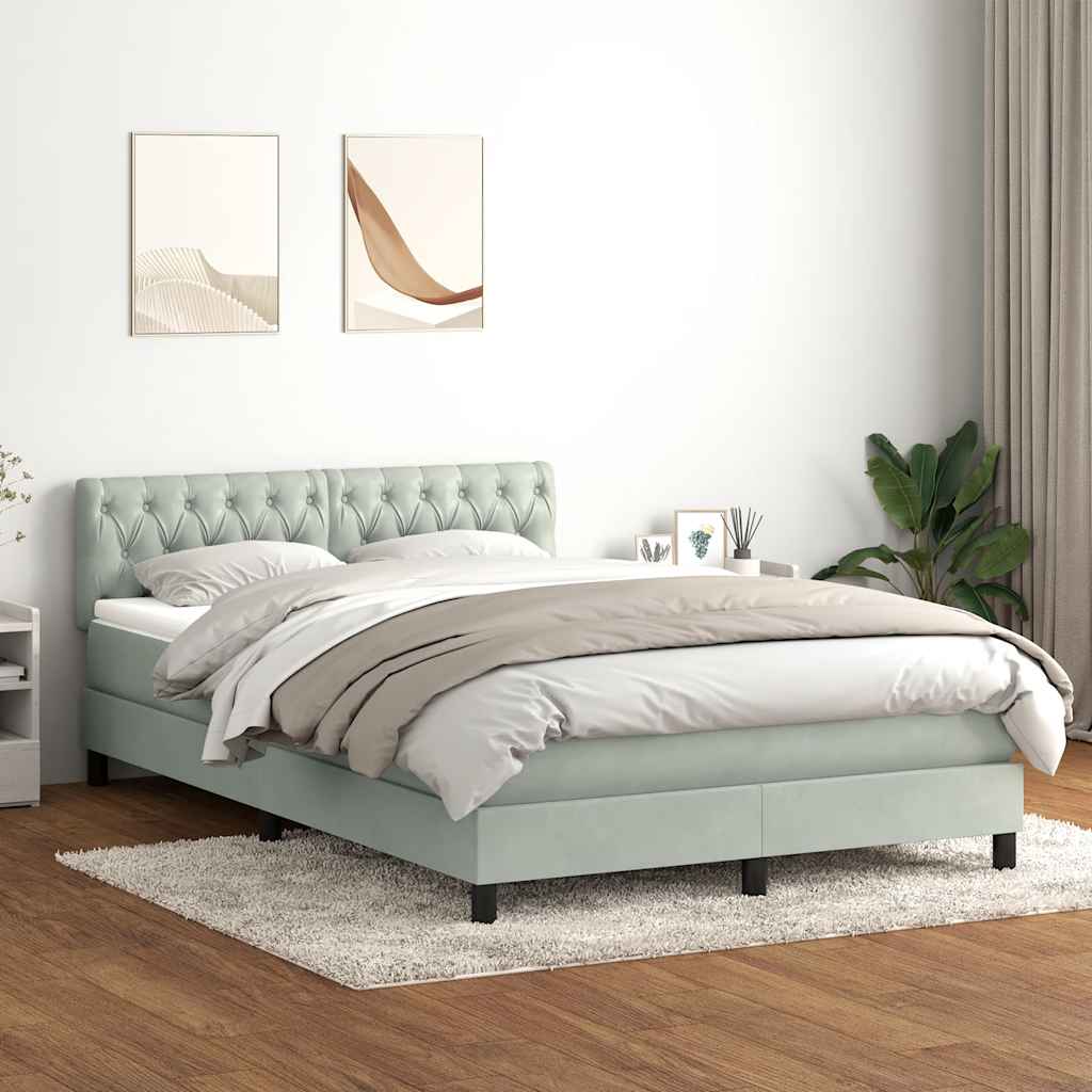 Boxspring met matras en LED fluweel lichtgrijs 160x210 cm is nu te koop bij PeponiXL, paradijselijk wonen!