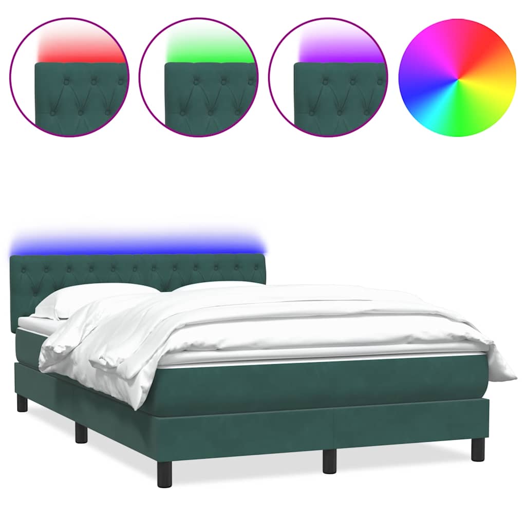 Boxspring met matras en LED fluweel donkergroen 160x210 cm is nu te koop bij PeponiXL, paradijselijk wonen!