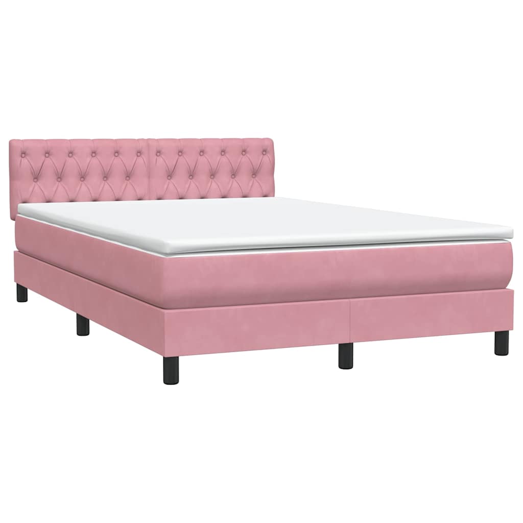 Boxspring met matras en LED fluweel roze 160x210 cm is nu te koop bij PeponiXL, paradijselijk wonen!