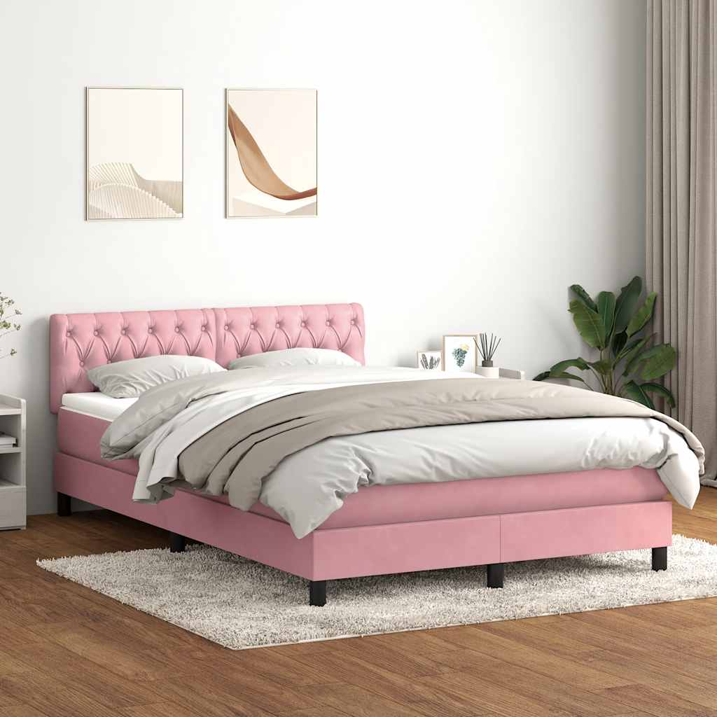 Boxspring met matras en LED fluweel roze 160x210 cm is nu te koop bij PeponiXL, paradijselijk wonen!