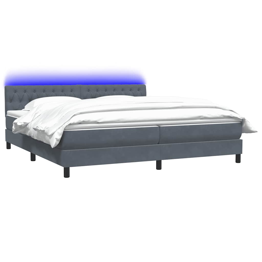 Boxspring met matras en LED fluweel donkergrijs 180x210 cm is nu te koop bij PeponiXL, paradijselijk wonen!