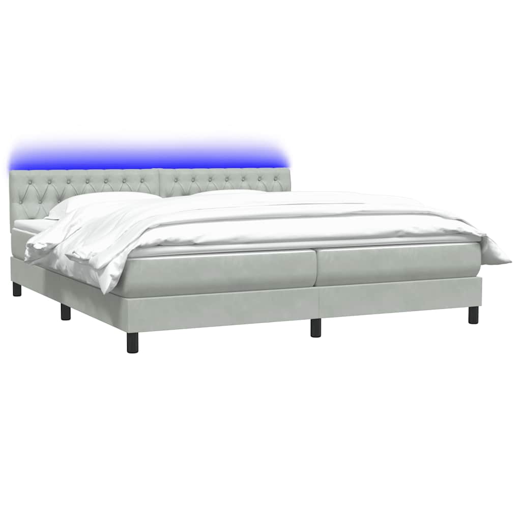 Boxspring met matras en LED fluweel lichtgrijs 200x210 cm