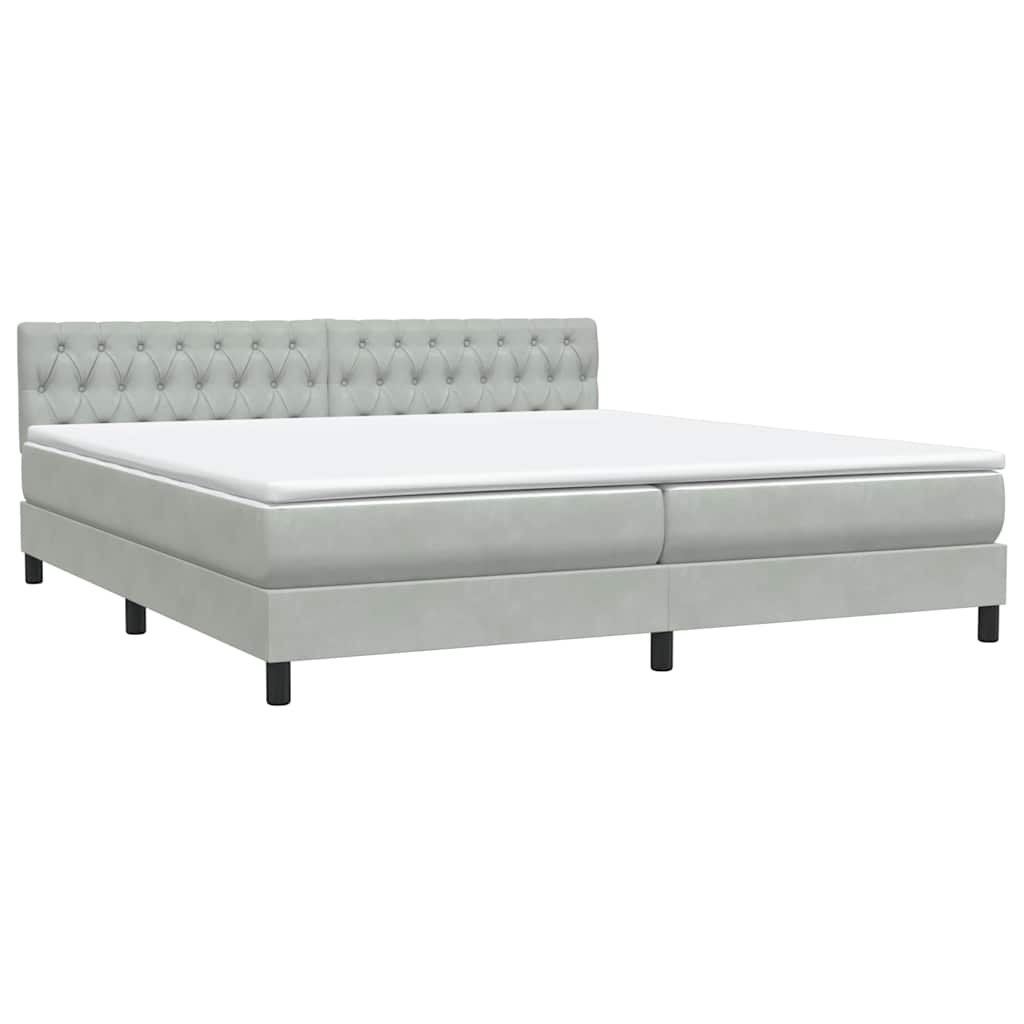 Boxspring met matras en LED fluweel lichtgrijs 200x210 cm