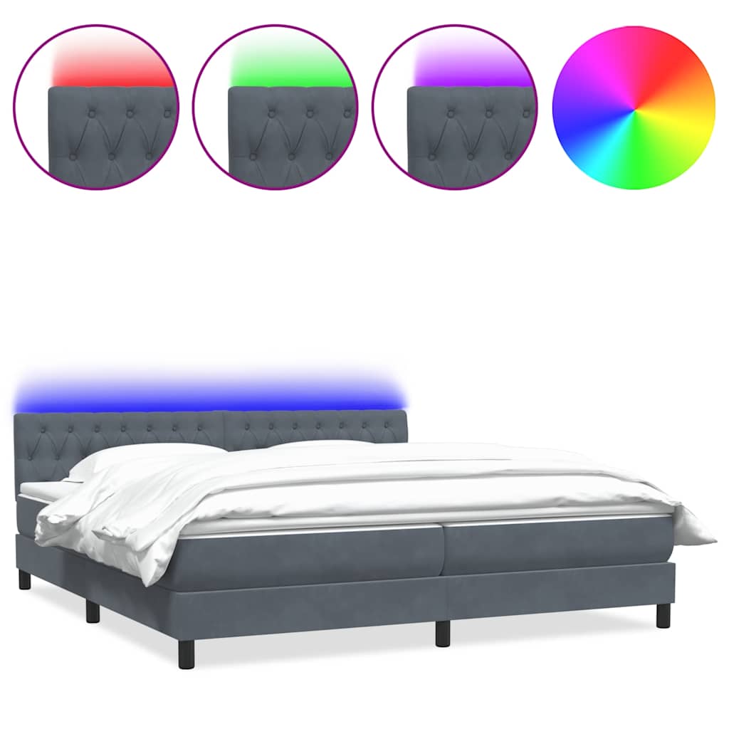 Boxspring met matras en LED fluweel donkergrijs 200x210 cm