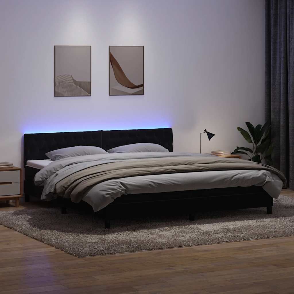 Boxspring met matras en LED fluweel zwart 200x210 cm