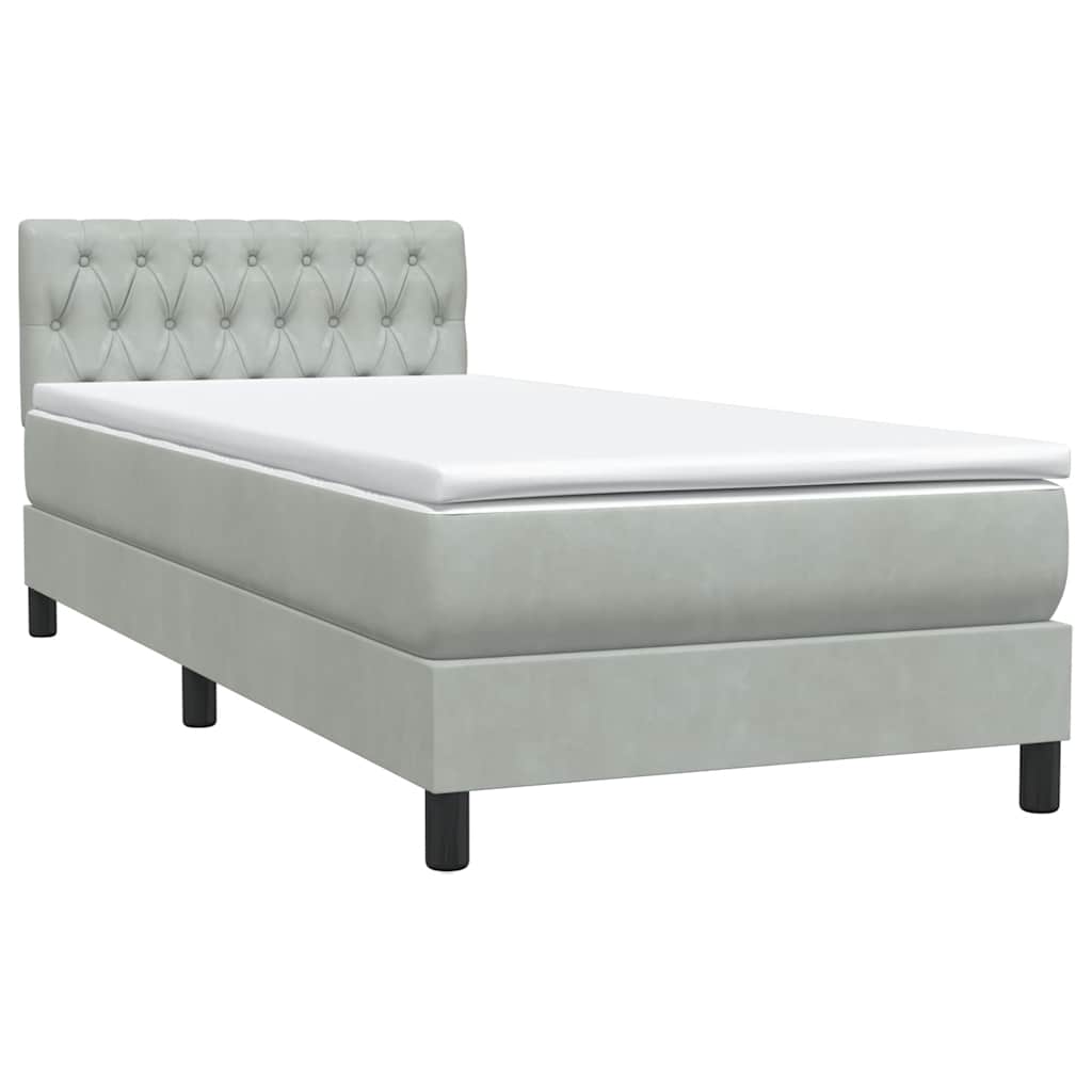 Boxspring met matras en LED fluweel lichtgrijs 80x220 cm