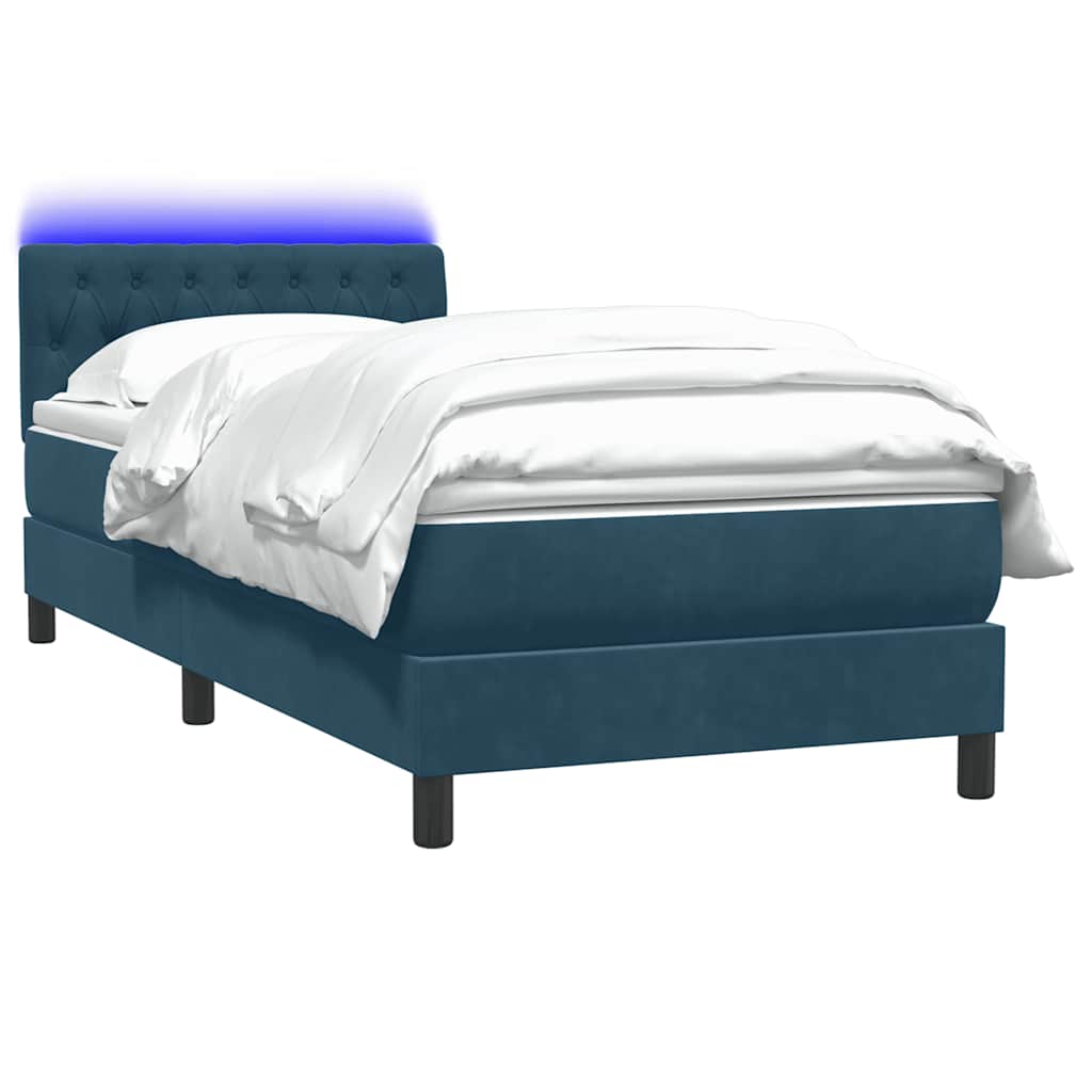 Boxspring met matras en LED fluweel donkerblauw 80x220 cm