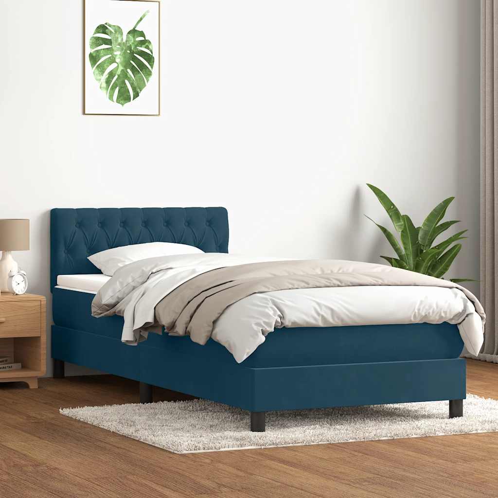 Boxspring met matras en LED fluweel donkerblauw 80x220 cm