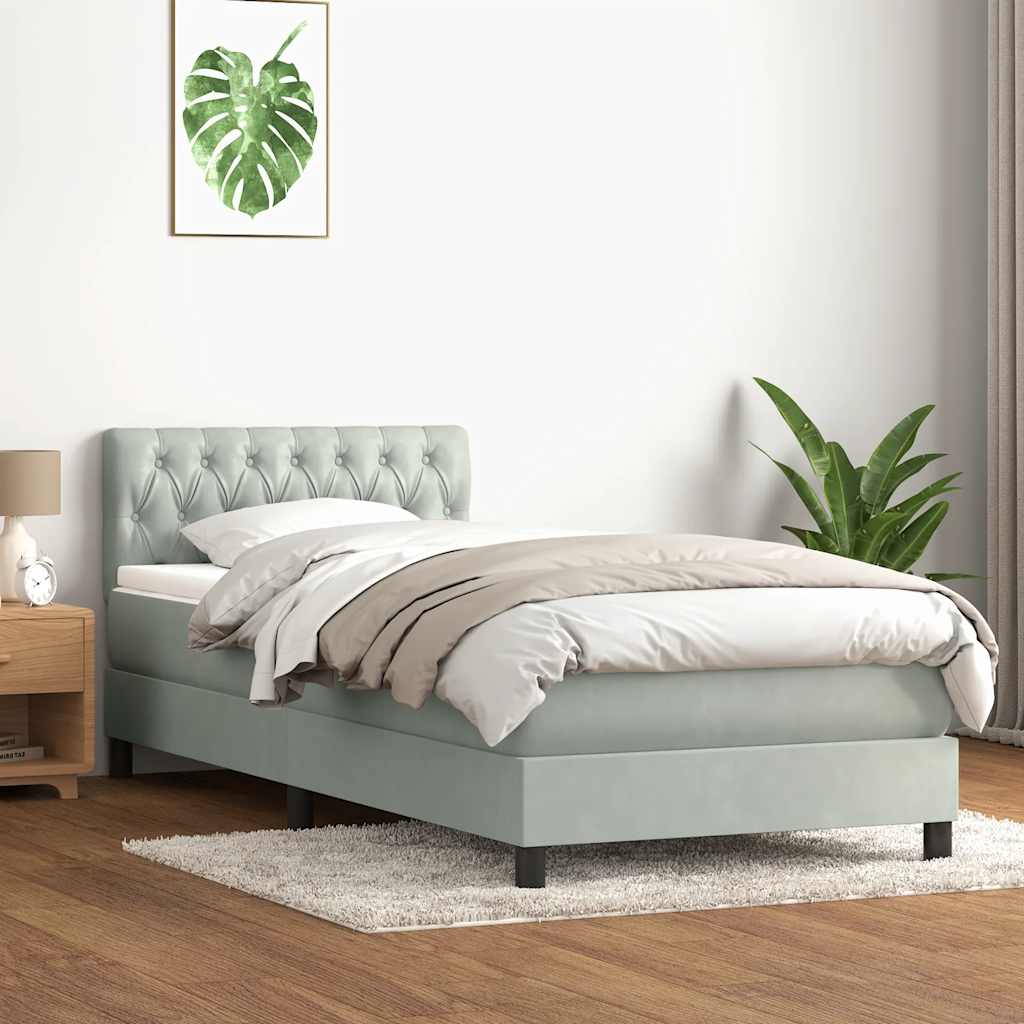 Boxspring met matras en LED fluweel lichtgrijs 100x220 cm
