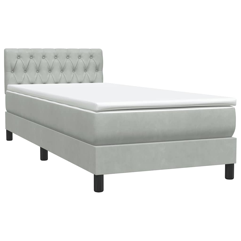 Boxspring met matras en LED fluweel lichtgrijs 100x220 cm
