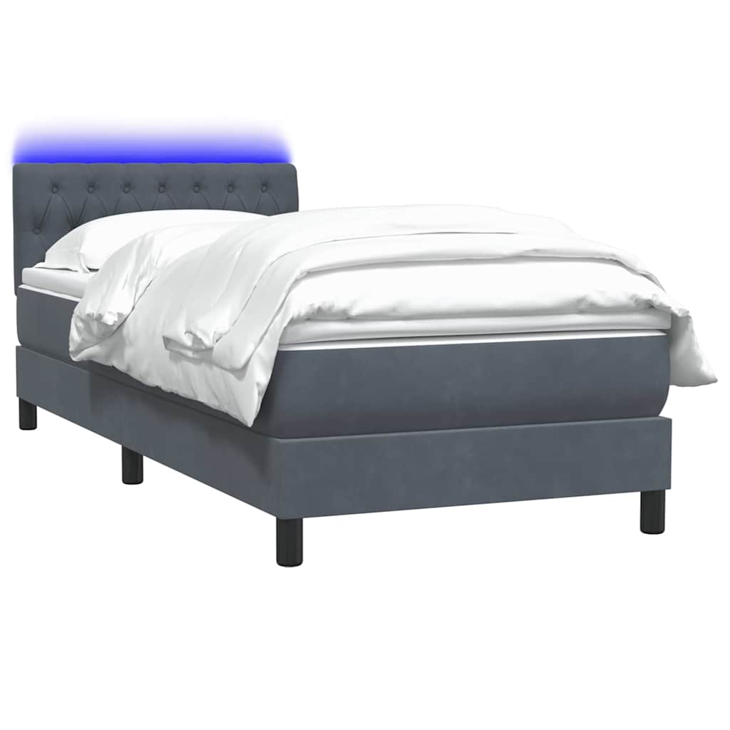 Boxspring met matras en LED fluweel donkergrijs 100x220 cm