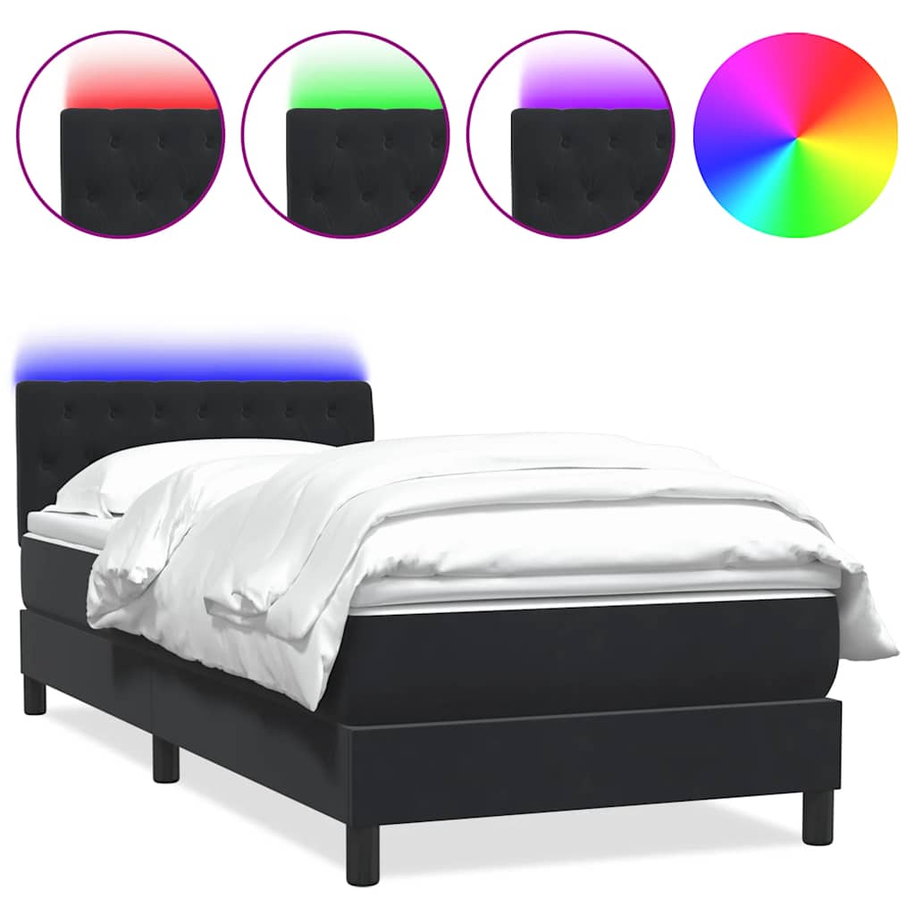 Boxspring met matras en LED fluweel zwart 100x220 cm