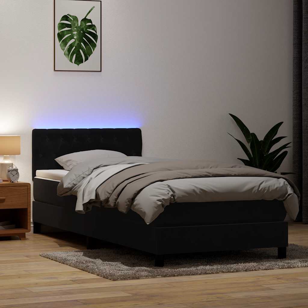 Boxspring met matras en LED fluweel zwart 100x220 cm