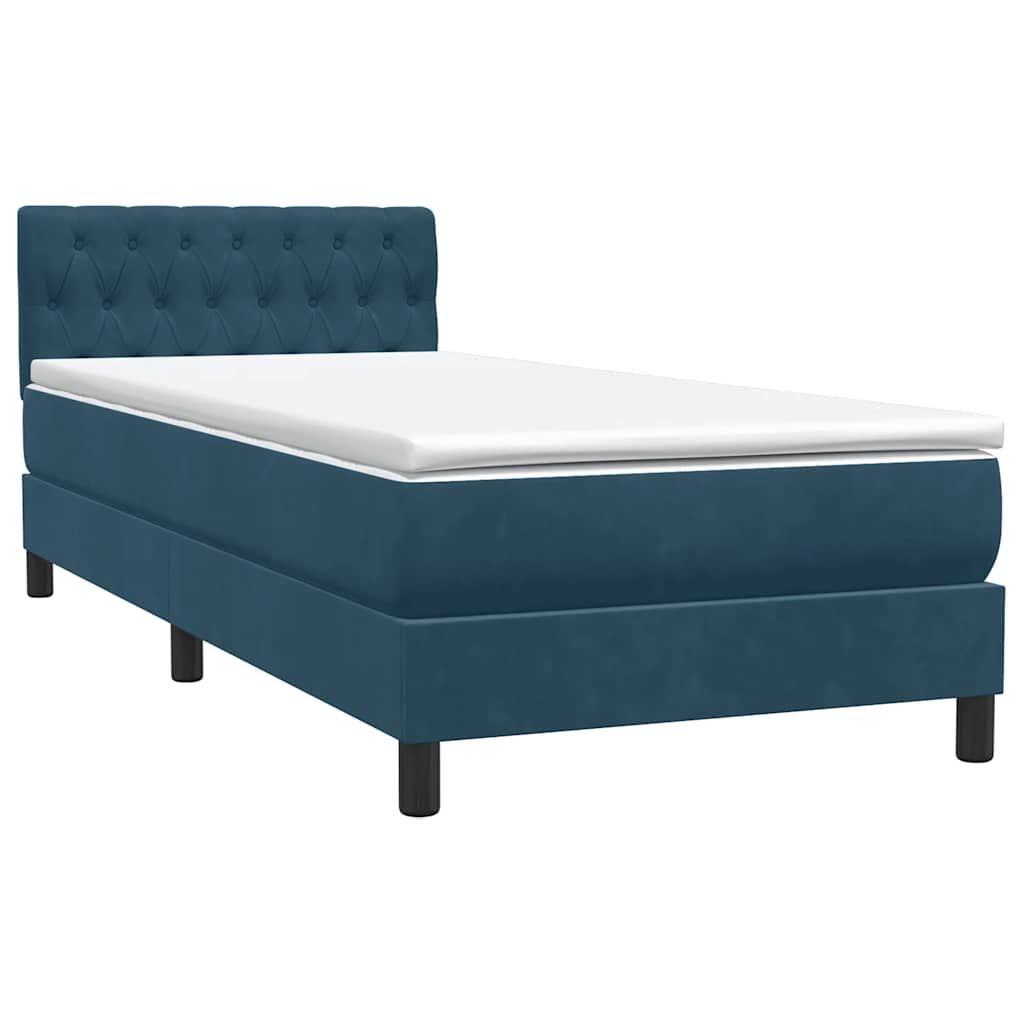 Boxspring met matras en LED fluweel donkerblauw 100x220 cm