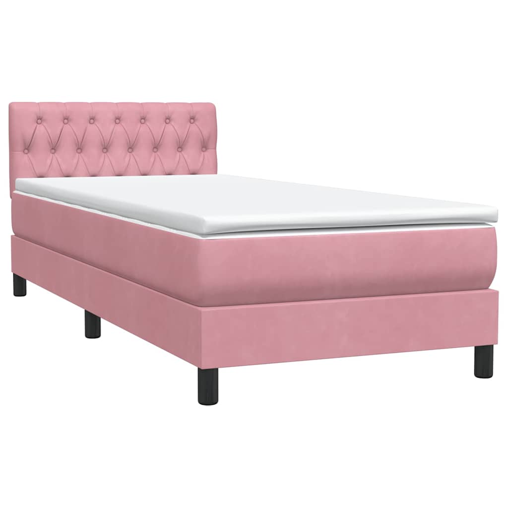 Boxspring met matras en LED fluweel roze 100x220 cm