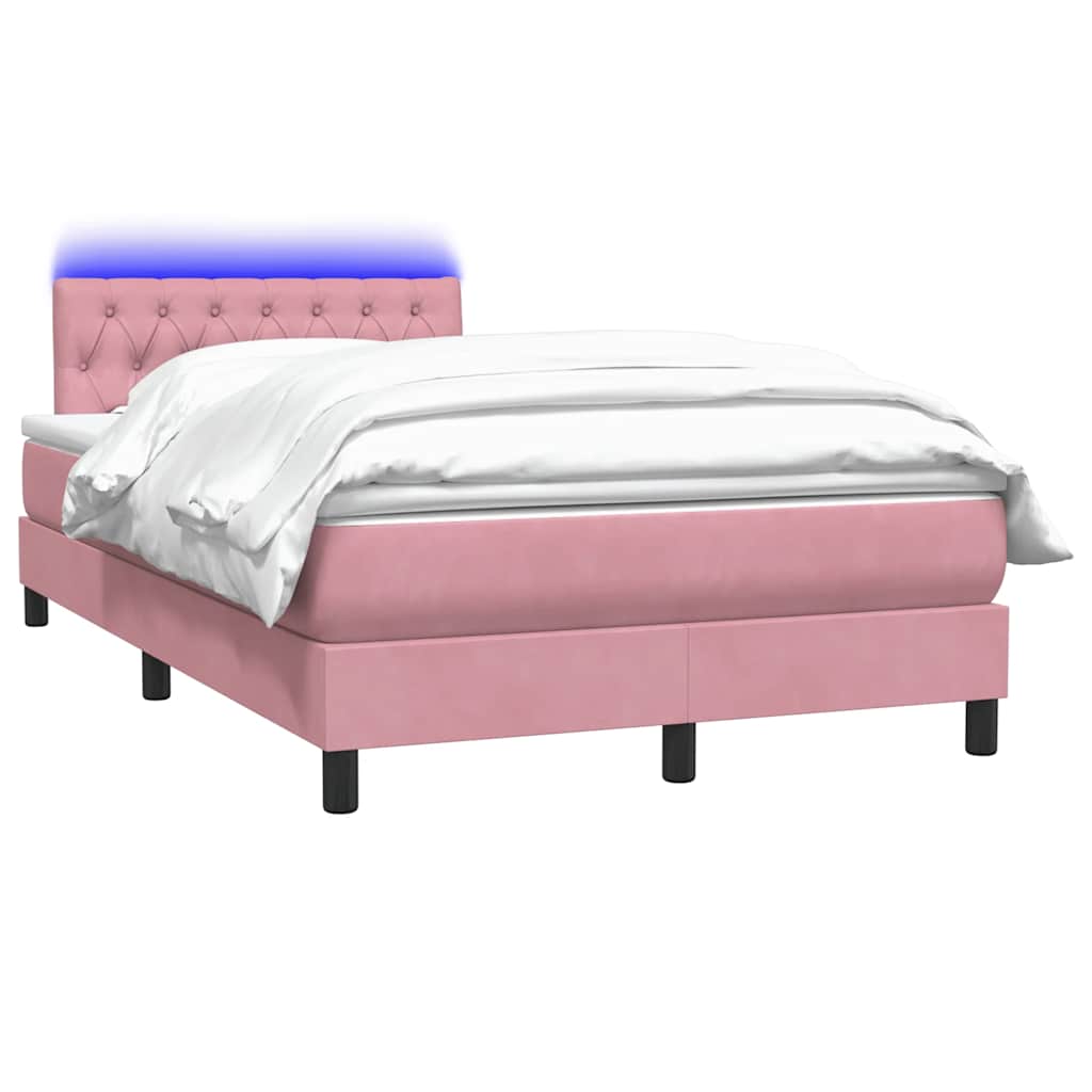 Boxspring met matras en LED fluweel roze 120x220 cm is nu te koop bij PeponiXL, paradijselijk wonen!