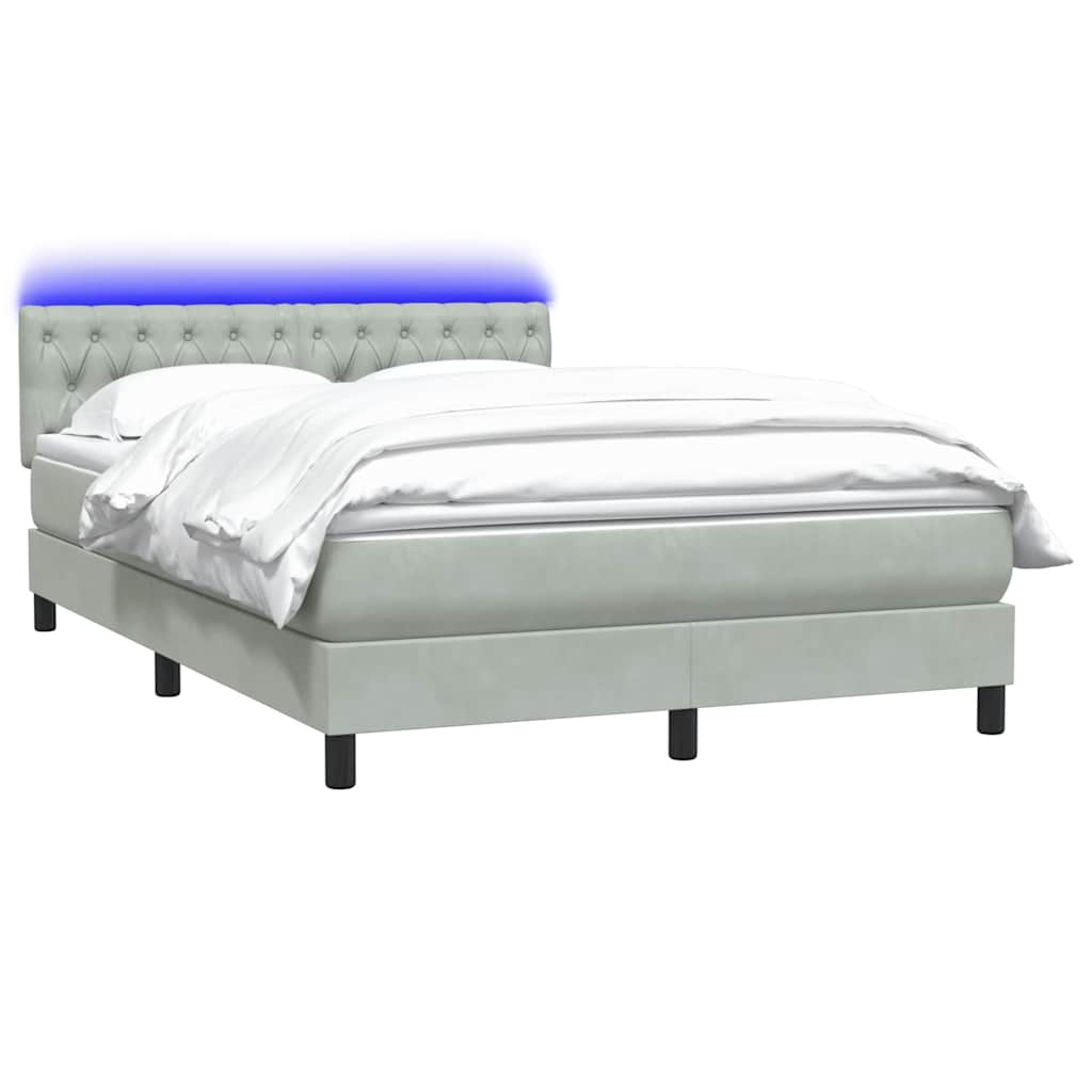 Boxspring met matras en LED fluweel lichtgrijs 160x220 cm is nu te koop bij PeponiXL, paradijselijk wonen!