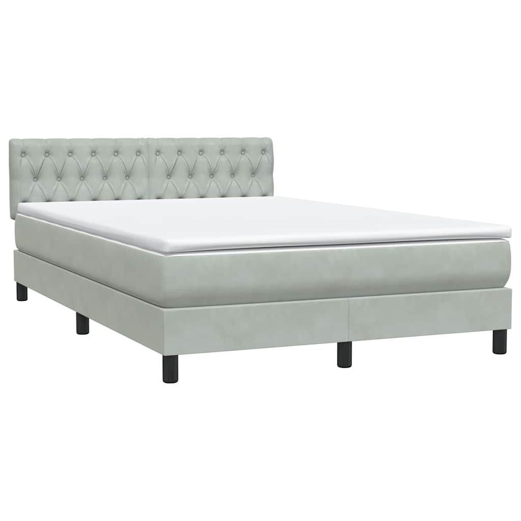 Boxspring met matras en LED fluweel lichtgrijs 160x220 cm is nu te koop bij PeponiXL, paradijselijk wonen!