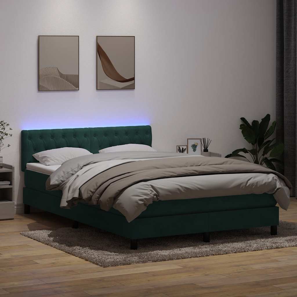 Boxspring met matras en LED fluweel donkergroen 160x220 cm is nu te koop bij PeponiXL, paradijselijk wonen!