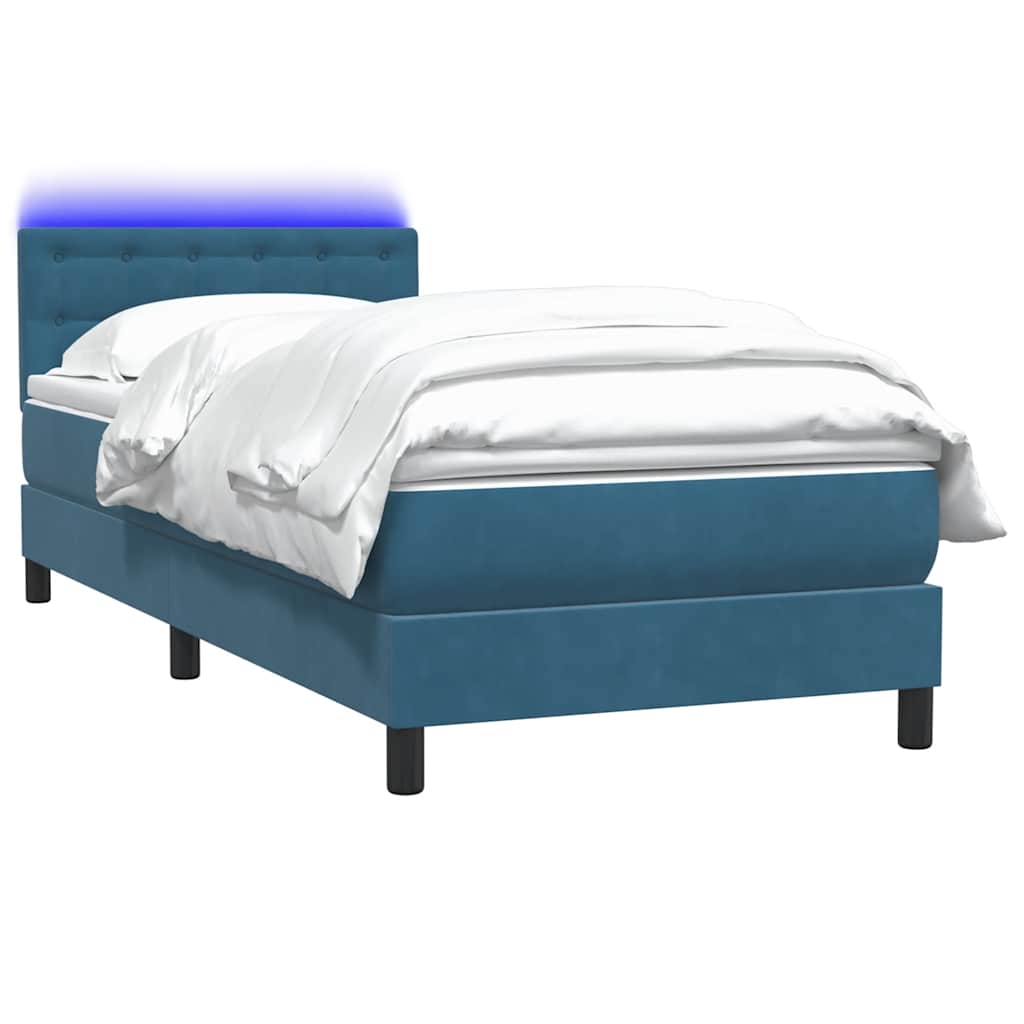 Boxspring met matras en LED fluweel donkerblauw 80x210 cm is nu te koop bij PeponiXL, paradijselijk wonen!