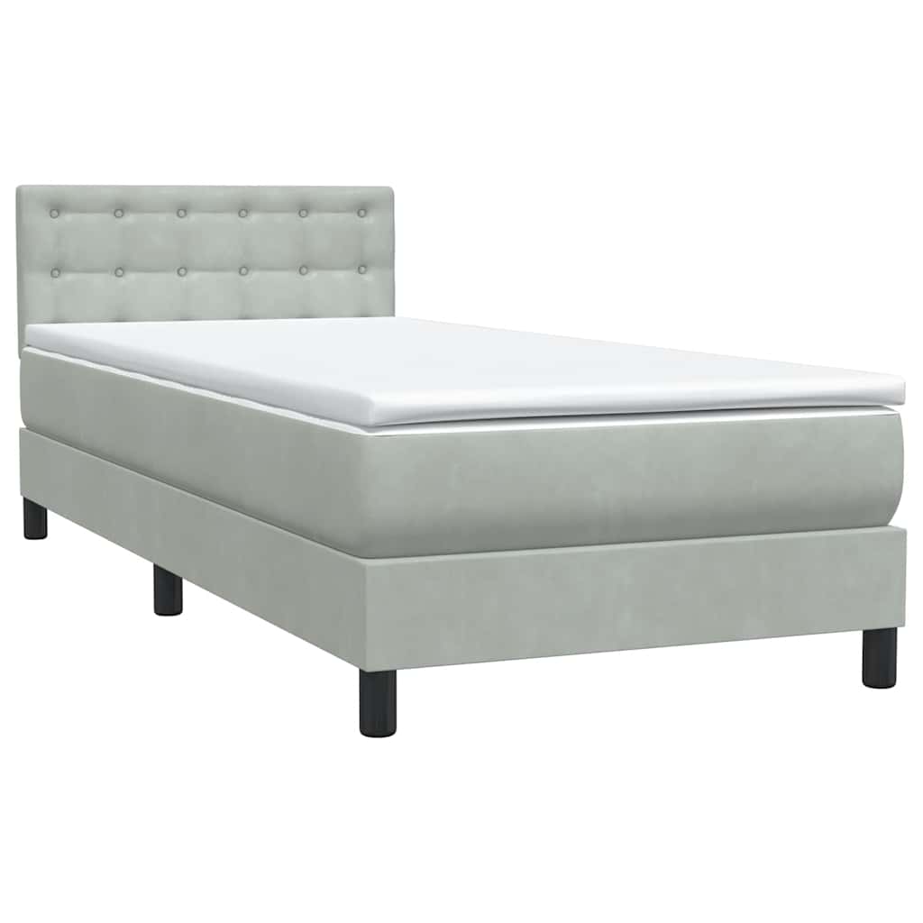 Boxspring met matras en LED fluweel lichtgrijs 90x210 cm is nu te koop bij PeponiXL, paradijselijk wonen!