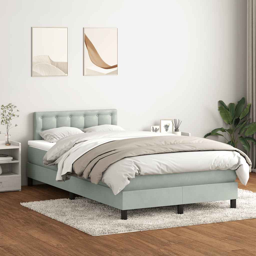 Boxspring met matras en LED fluweel lichtgrijs 120x210 cm