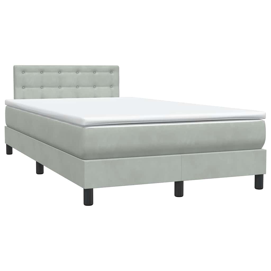 Boxspring met matras en LED fluweel lichtgrijs 120x210 cm