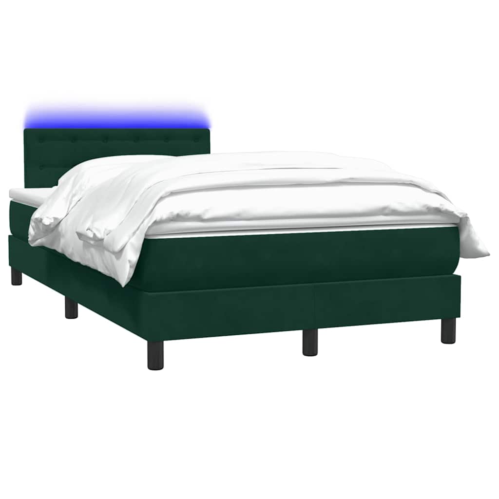 Boxspring met matras en LED fluweel donkergroen 120x210 cm