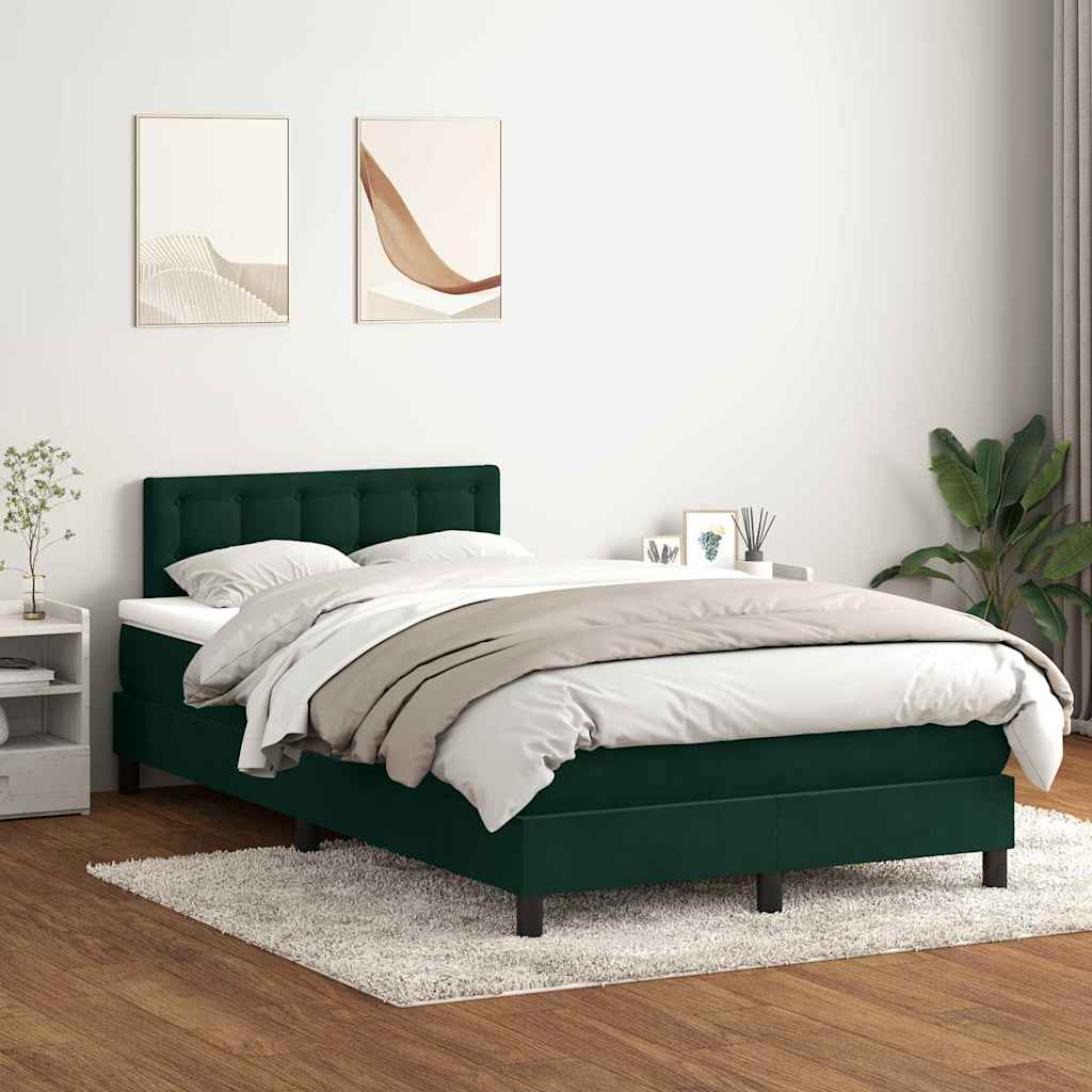Boxspring met matras en LED fluweel donkergroen 120x210 cm