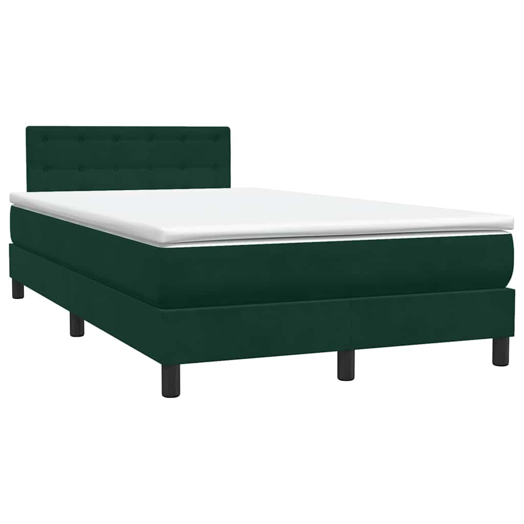 Boxspring met matras en LED fluweel donkergroen 120x210 cm