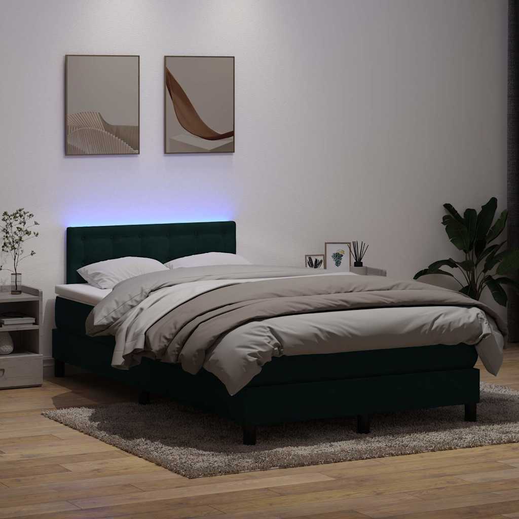 Boxspring met matras en LED fluweel donkergroen 120x210 cm