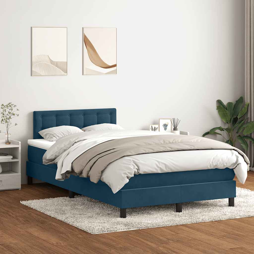 Boxspring met matras en LED fluweel donkerblauw 120x210 cm