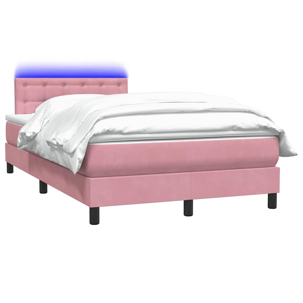 Boxspring met matras en LED fluweel roze 120x210 cm