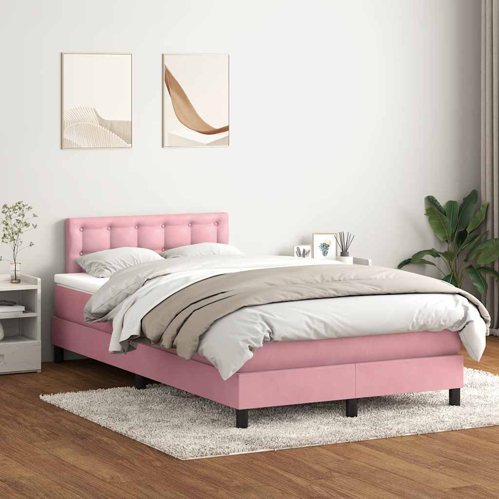 Boxspring met matras en LED fluweel roze 120x210 cm