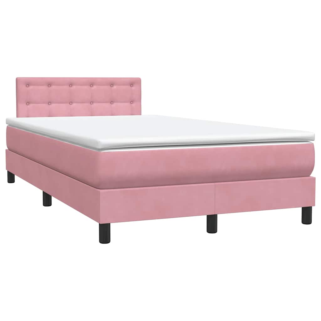 Boxspring met matras en LED fluweel roze 120x210 cm