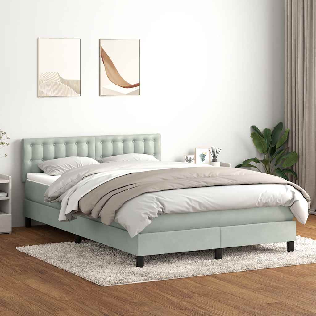 Boxspring met matras en LED fluweel lichtgrijs 140x210 cm