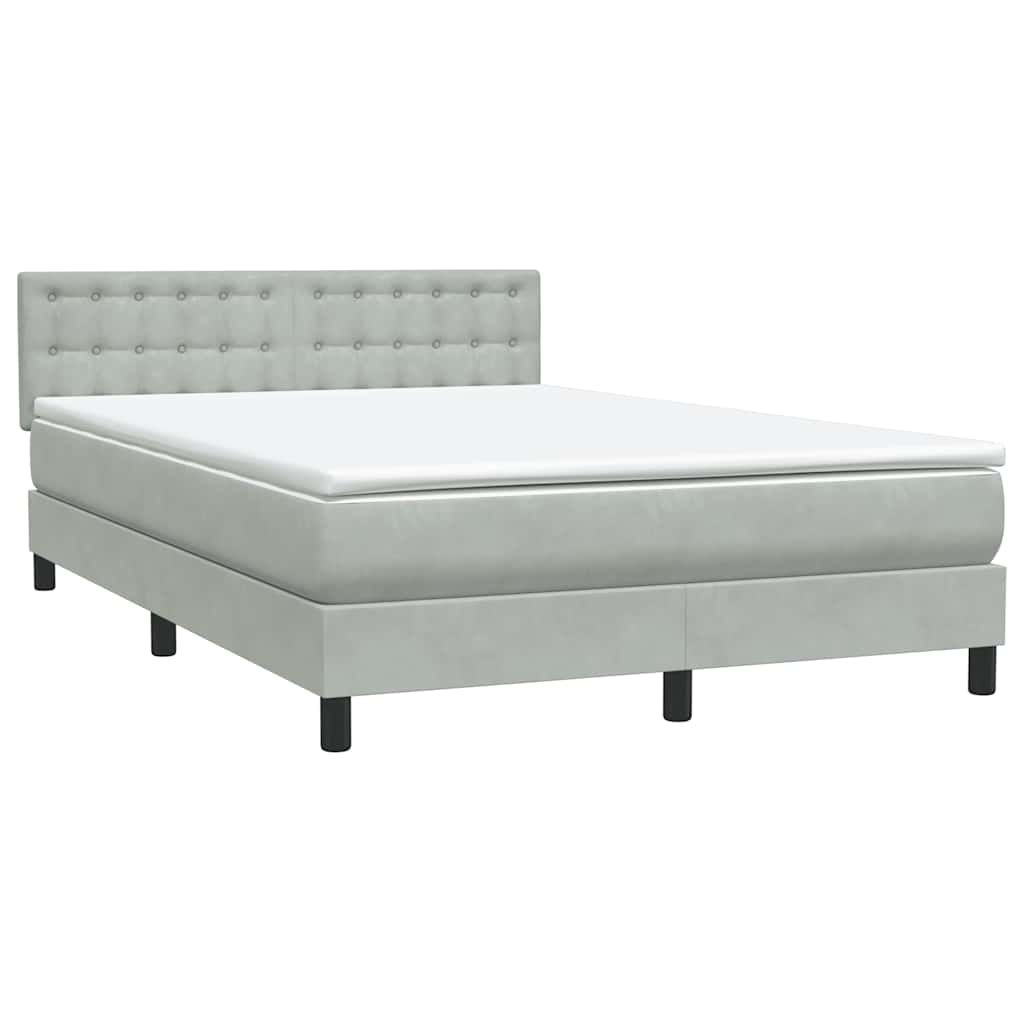 Boxspring met matras en LED fluweel lichtgrijs 140x210 cm