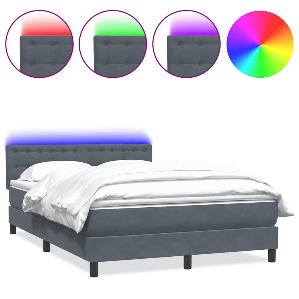 Boxspring met matras en LED fluweel donkergrijs 140x210 cm