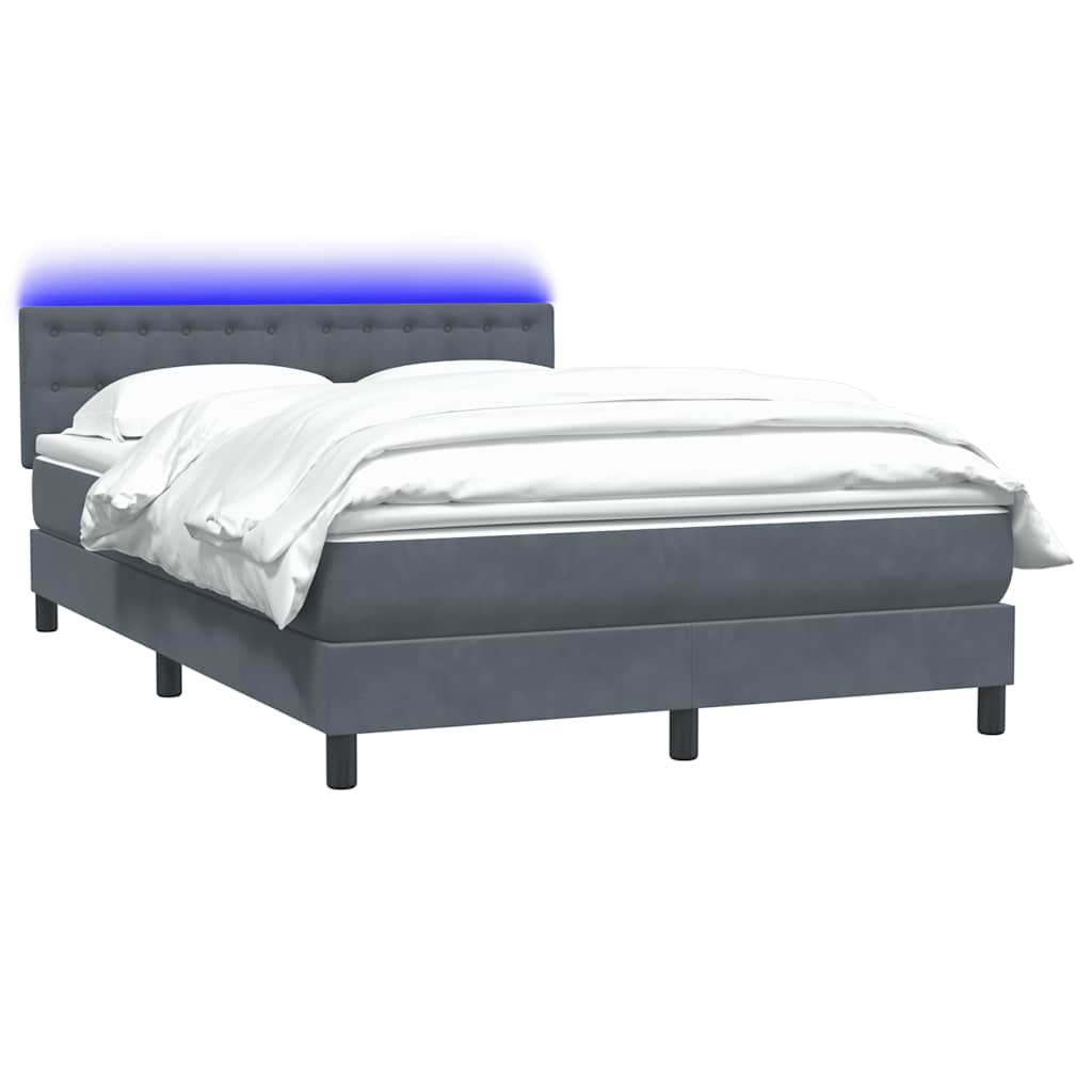 Boxspring met matras en LED fluweel donkergrijs 140x210 cm