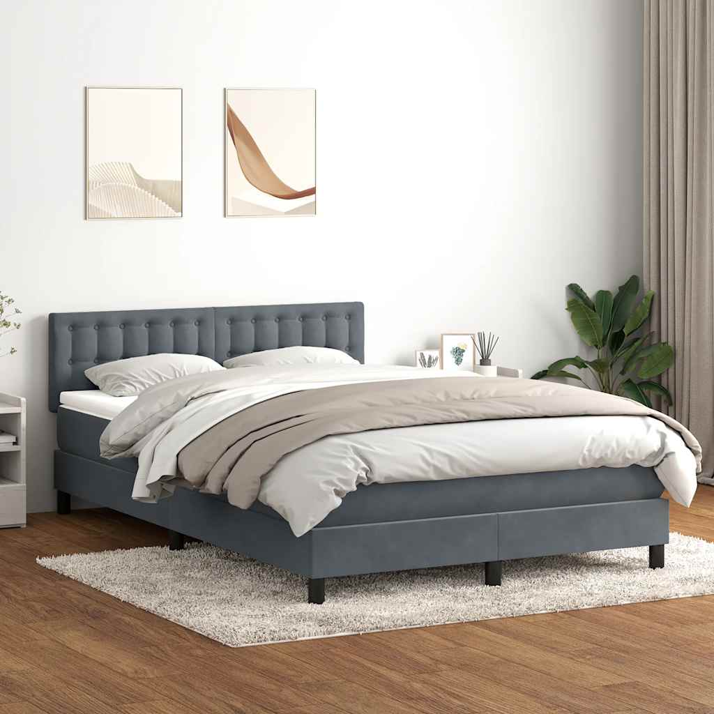 Boxspring met matras en LED fluweel donkergrijs 140x210 cm