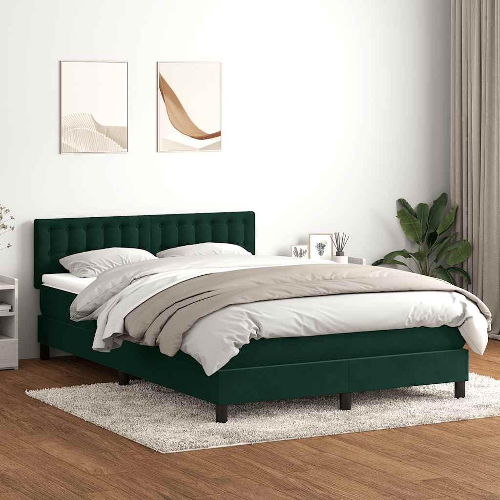 Boxspring met matras en LED fluweel donkergroen 140x210 cm
