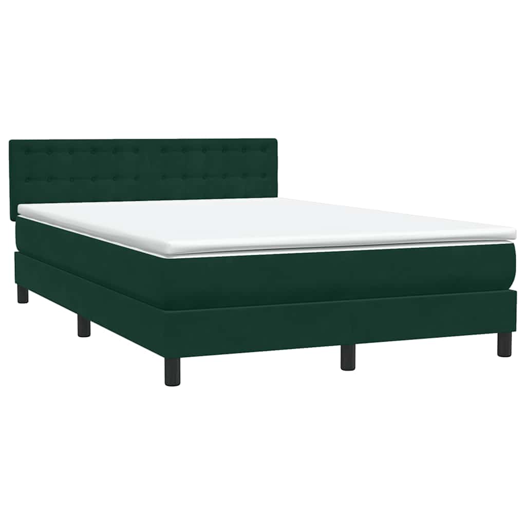 Boxspring met matras en LED fluweel donkergroen 140x210 cm