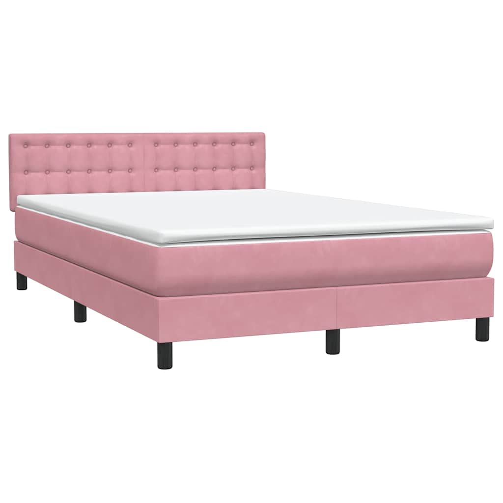 Boxspring met matras en LED fluweel roze 140x210 cm