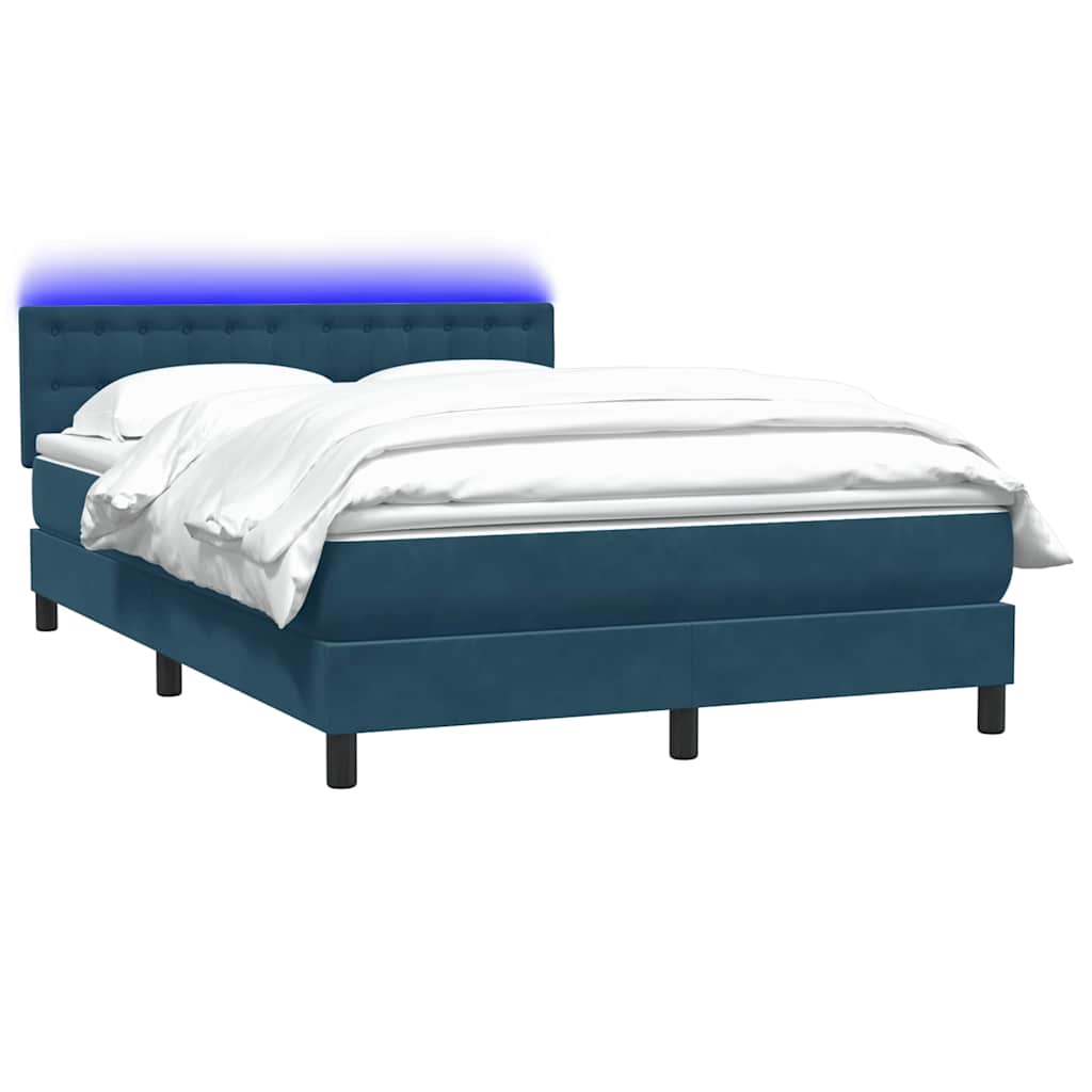 Boxspring met matras en LED fluweel donkerblauw 160x210 cm