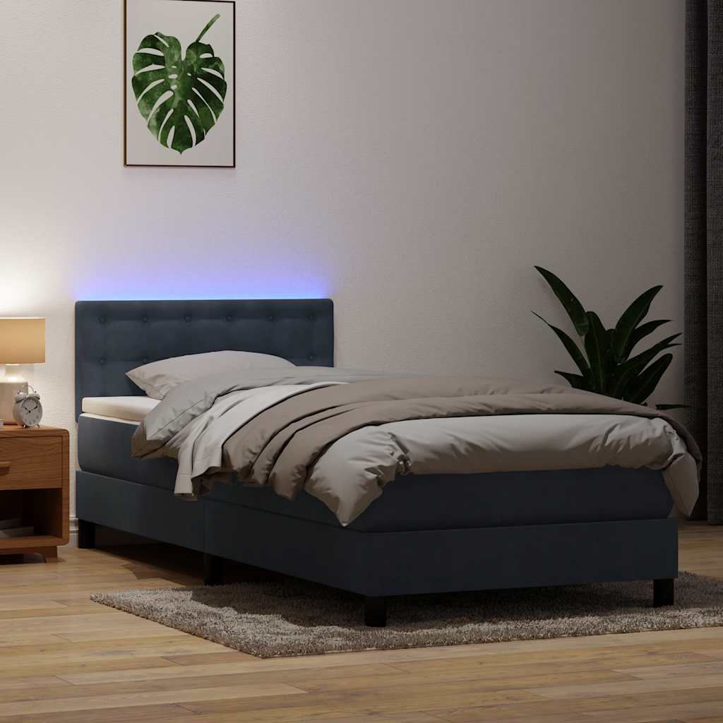 Boxspring met matras en LED fluweel donkergrijs 80x220 cm is nu te koop bij PeponiXL, paradijselijk wonen!