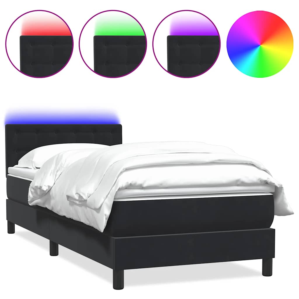 Boxspring met matras en LED fluweel zwart 80x220 cm is nu te koop bij PeponiXL, paradijselijk wonen!