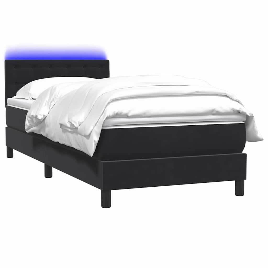 Boxspring met matras en LED fluweel zwart 80x220 cm is nu te koop bij PeponiXL, paradijselijk wonen!